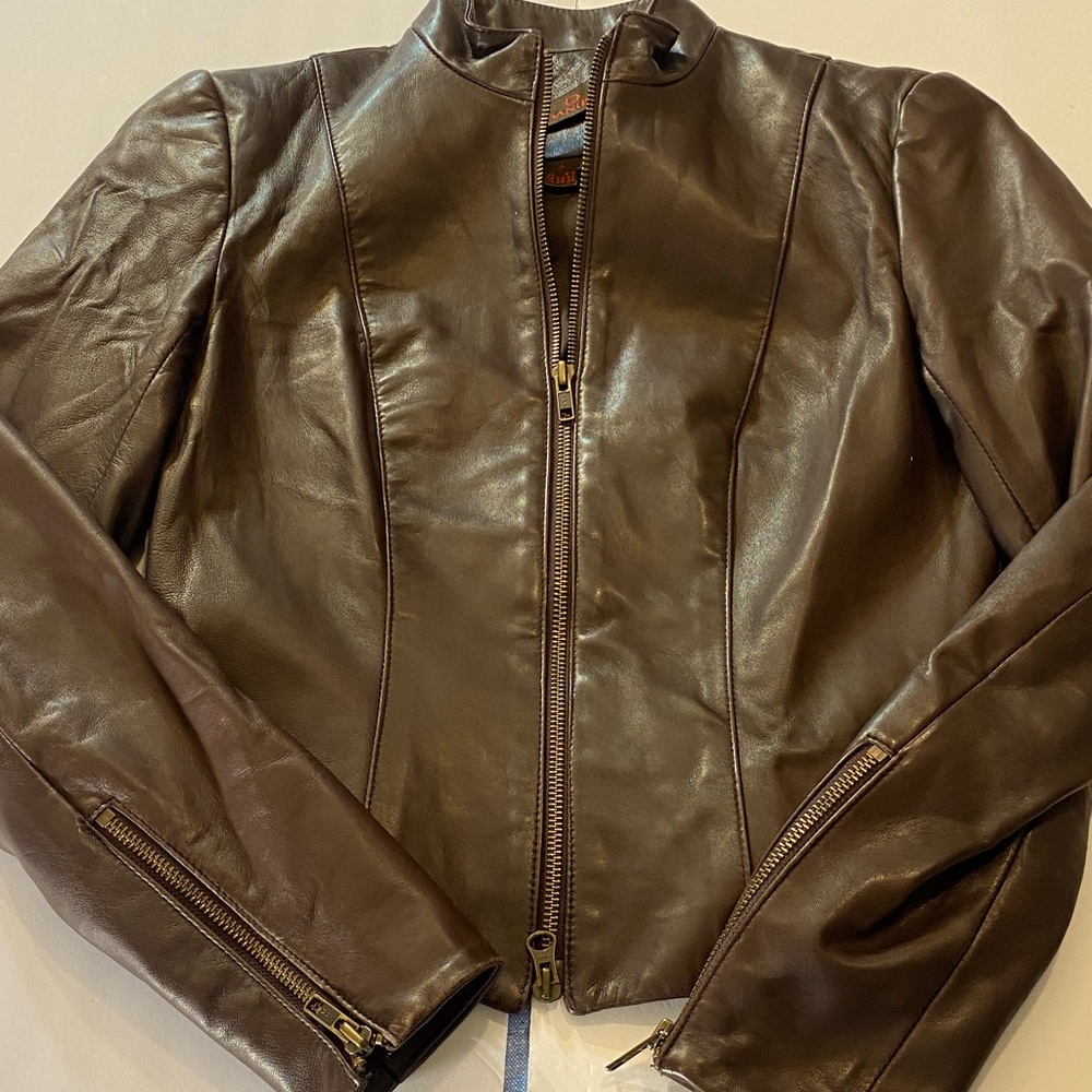 3XS Brown Leather Jacket